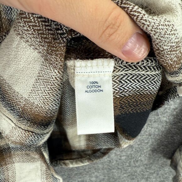 BKE Shirt Women S Small White PLaid Button Up Collared Boyfriend Long Sleeve - Picture 7 of 8